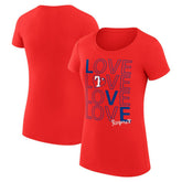 Texas Rangers G-III 4Her by Carl Banks Women's Super-Slim Fit Lightweight Love Graphic Team T-Shirt - Red - MLB Online