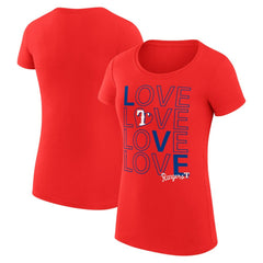Texas Rangers G-III 4Her by Carl Banks Women's Super-Slim Fit Lightweight Love Graphic Team T-Shirt - Red - MLB Online