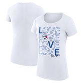 Toronto Blue Jays G-III 4Her by Carl Banks Women's Super-Slim Fit Lightweight Love Graphic Team T-Shirt - White - MLB Lifestyle
