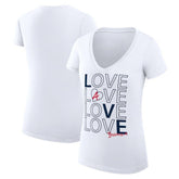 Atlanta Braves G-III 4Her by Carl Banks Women's Super-Slim Fit Lightweight Love Graphic Team V-Neck T-Shirt - White - MLB Discount