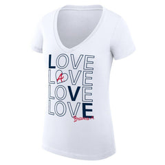 Atlanta Braves G-III 4Her by Carl Banks Women's Super-Slim Fit Lightweight Love Graphic Team V-Neck T-Shirt - White - MLB Discount
