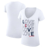 Cleveland Guardians G-III 4Her by Carl Banks Women's Super-Slim Fit Lightweight Love Graphic Team V-Neck T-Shirt - White - MLB Lifestyle