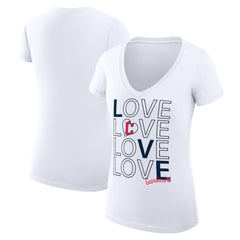 Cleveland Guardians G-III 4Her by Carl Banks Women's Super-Slim Fit Lightweight Love Graphic Team V-Neck T-Shirt - White - MLB Lifestyle