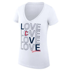Cleveland Guardians G-III 4Her by Carl Banks Women's Super-Slim Fit Lightweight Love Graphic Team V-Neck T-Shirt - White - MLB Lifestyle