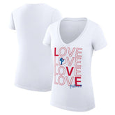 Philadelphia Phillies G-III 4Her by Carl Banks Women's Super-Slim Fit Lightweight Love Graphic Team V-Neck T-Shirt - White - MLB Online