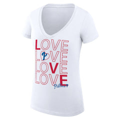 Philadelphia Phillies G-III 4Her by Carl Banks Women's Super-Slim Fit Lightweight Love Graphic Team V-Neck T-Shirt - White - MLB Online