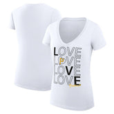 Pittsburgh Pirates G-III 4Her by Carl Banks Women's Super-Slim Fit Lightweight Love Graphic Team V-Neck T-Shirt - White - MLB Sale