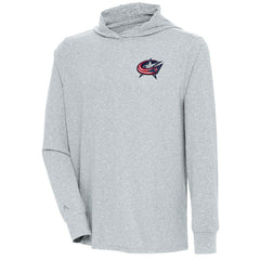 Columbus Blue Jackets Antigua Saga Pullover Hoodie - Heather Gray - NHL 200623202