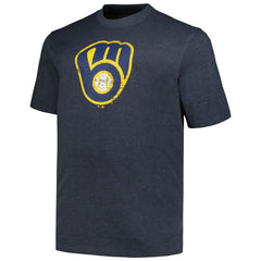 Milwaukee Brewers Profile Big & Tall Weathered Logo T-Shirt - Heather Navy - MLB on Sale