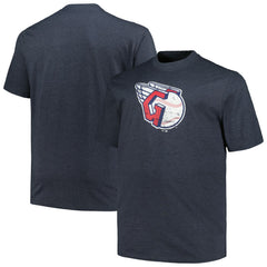 Cleveland Guardians Profile Big & Tall Weathered Logo T-Shirt - Heather Navy - MLB Sale