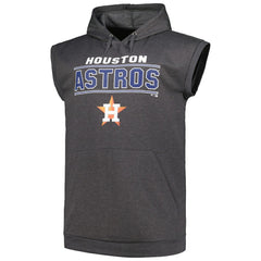 Houston Astros Profile Big & Tall Muscle Sleeveless Pullover Hoodie - Heather Charcoal - MLB Discount