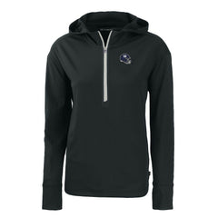 New York Giants Cutter & Buck Women's Helmet Daybreak Eco Recycled Half-Zip Hoodie Black