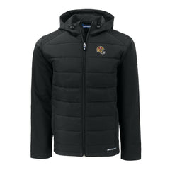 San Francisco 49ers Cutter & Buck Helmet Evoke Hybrid Eco Softshell Recycled Full-Zip Hoodie Jacket Black
