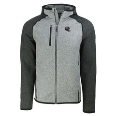 Denver Broncos Cutter & Buck Helmet Mainsail Sweater-Knit Full-Zip Hoodie Heather Gray/Heather Charcoal