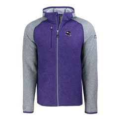 Minnesota Vikings Cutter & Buck Helmet Mainsail Sweater-Knit Full-Zip Hoodie Heather Purple/Heather Gray