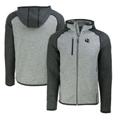 Pittsburgh Steelers Cutter & Buck Helmet Mainsail Sweater-Knit Full-Zip Hoodie Heather Gray/Heather Charcoal