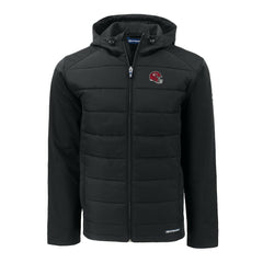 Kansas City Chiefs Cutter & Buck Helmet Big & Tall Evoke Hybrid Eco Softshell Recycled Full-Zip Hoodie Jacket Black