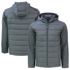 Las Vegas Raiders Cutter & Buck Helmet Big & Tall Evoke Hybrid Eco Softshell Recycled Full-Zip Jacket Gray