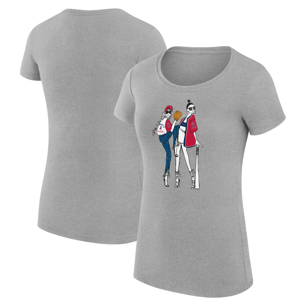 Los Angeles Angels G-III 4Her by Carl Banks Women's Super-Slim Fit Lightweight Baseball Girls T-Shirt - Heather Gray - MLB Online