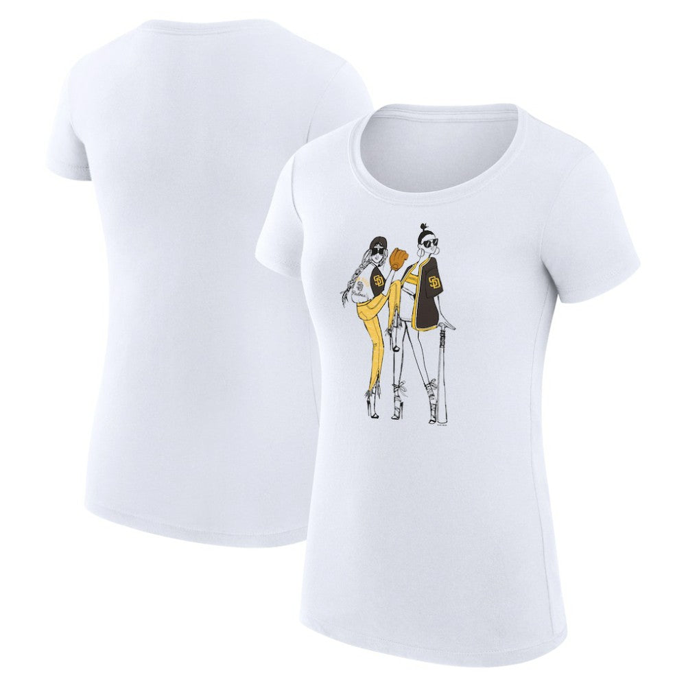 San Diego Padres G-III 4Her by Carl Banks Women's Super-Slim Fit Lightweight Baseball Girls T-Shirt - White - MLB on Sale
