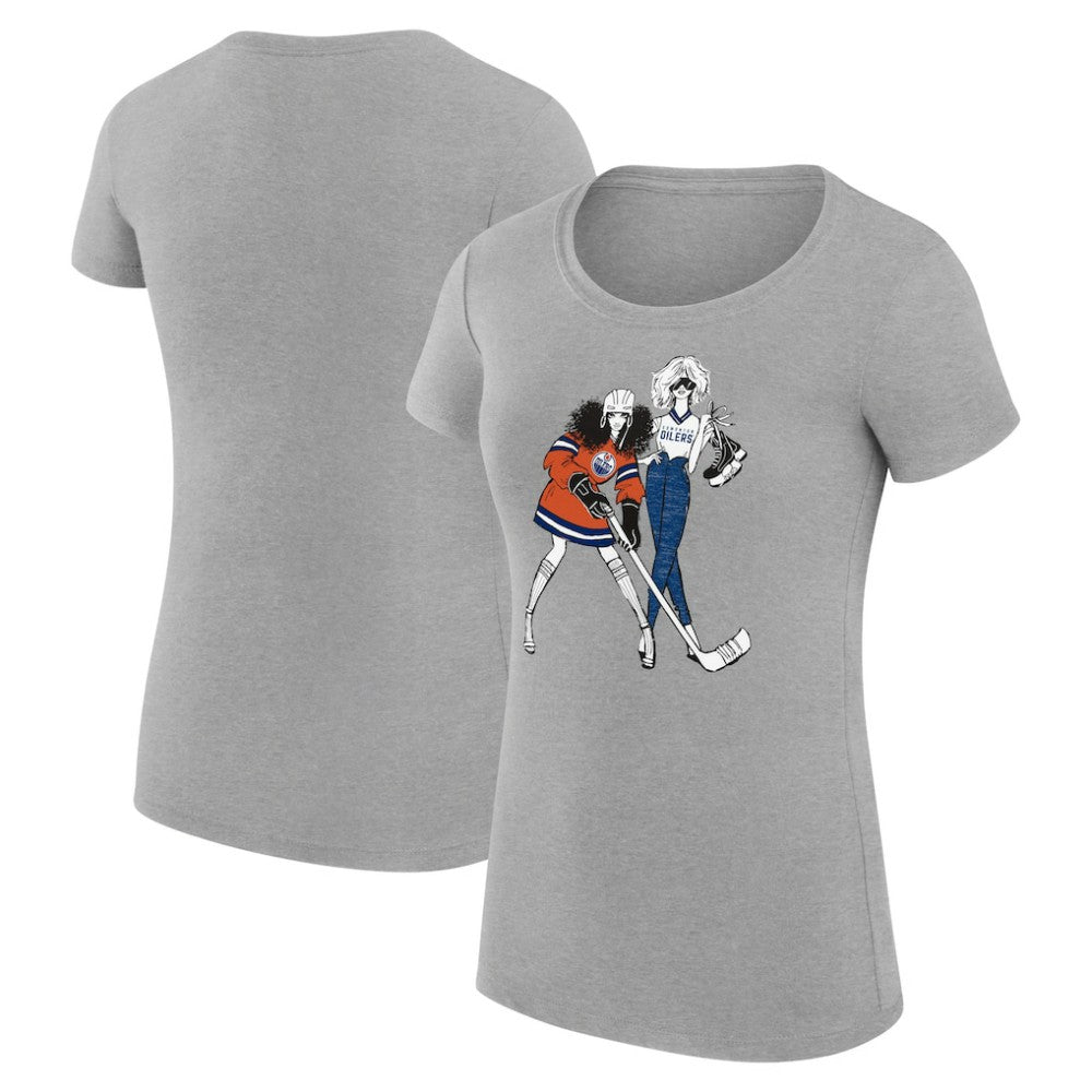 Edmonton Oilers G-III 4Her by Carl Banks Women's Super-Slim Fit Lightweight Hockey Girls T-Shirt - Heather Gray - NHL 200632787