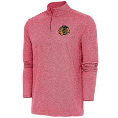 Chicago Blackhawks Antigua Hunk Quarter-Zip Pullover Top - Heather Red - NHL 200640583