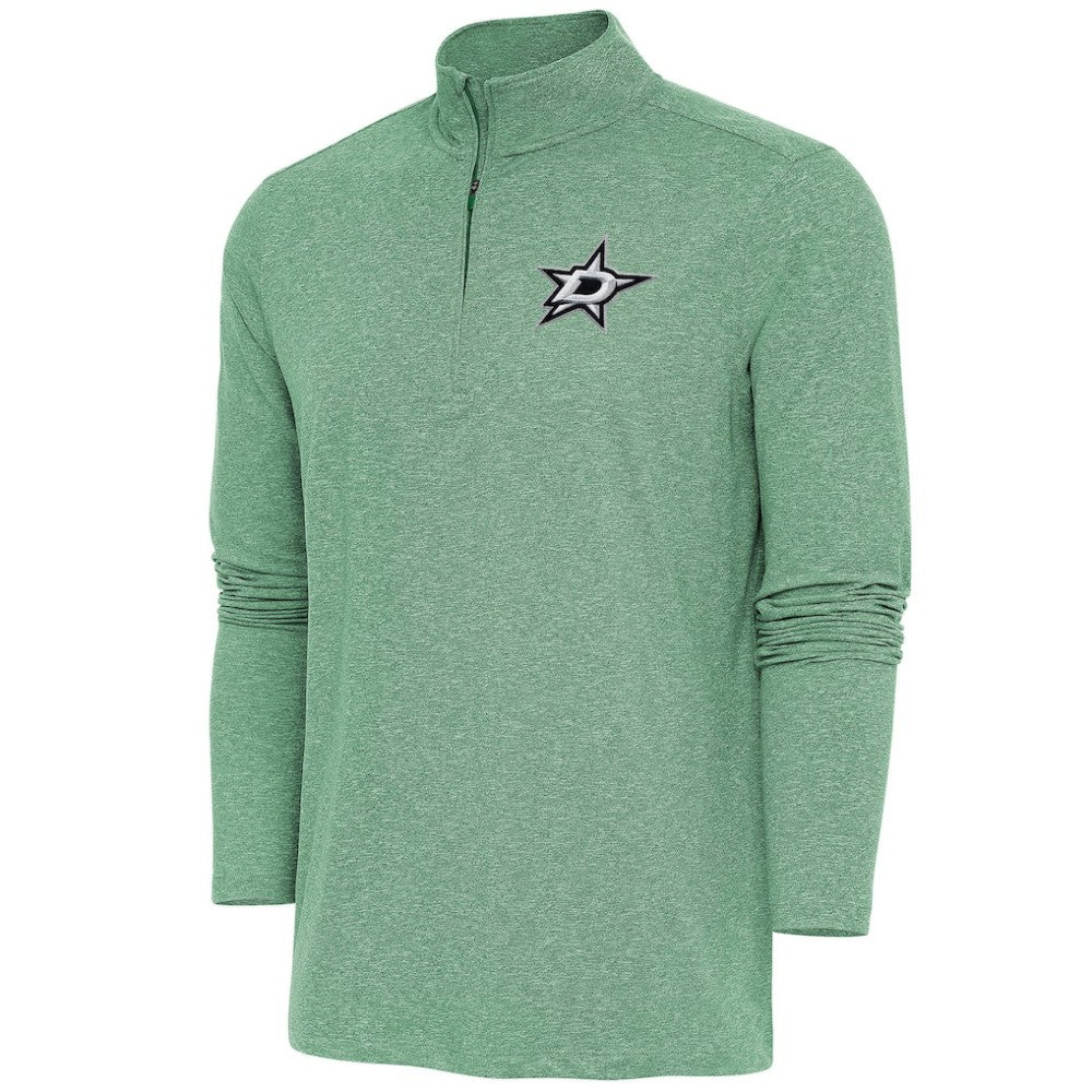 Dallas Stars Antigua Hunk Quarter-Zip Pullover Top - Heather Hunter Green - NHL 200640611