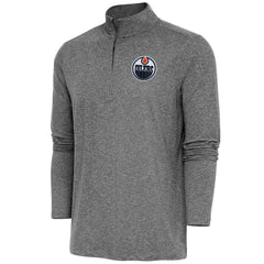 Edmonton Oilers Antigua Hunk Quarter-Zip Pullover Top - Heather Black - NHL 200640630