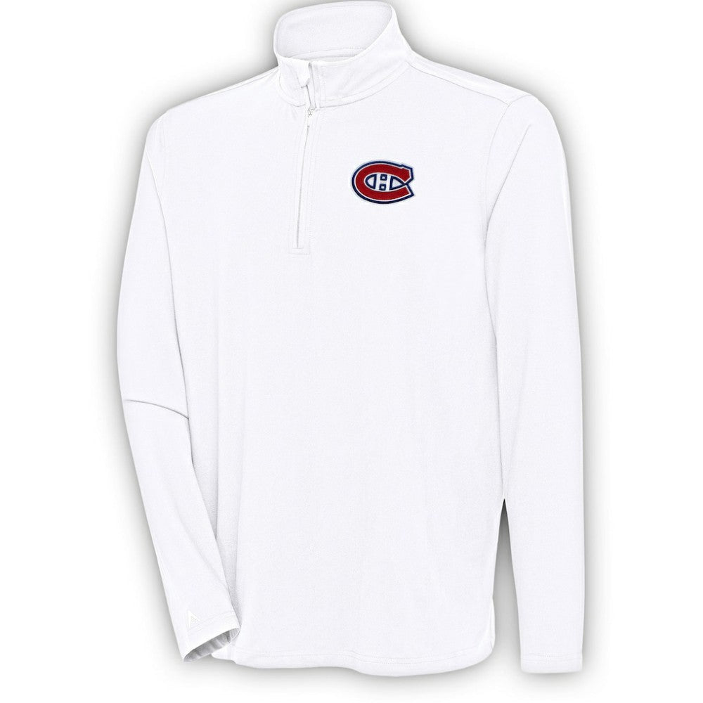 Montreal Canadiens Antigua Hunk Quarter-Zip Pullover Top - White - NHL 200640666