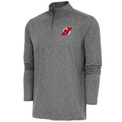 New Jersey Devils Antigua Hunk Quarter-Zip Pullover Top - Heather Black - NHL 200640698