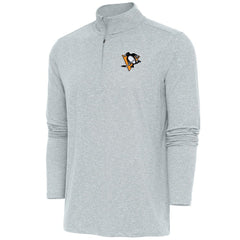 Pittsburgh Penguins Antigua Hunk Quarter-Zip Pullover Top - Heather Gray - NHL 200640744