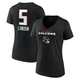 Drake London Atlanta Falcons Women's Team Wordmark Player Name & Number V-Neck T-Shirt Black