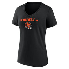 Ja'Marr Chase Cincinnati Bengals Women's Team Wordmark Player Name & Number V-Neck T-Shirt Black