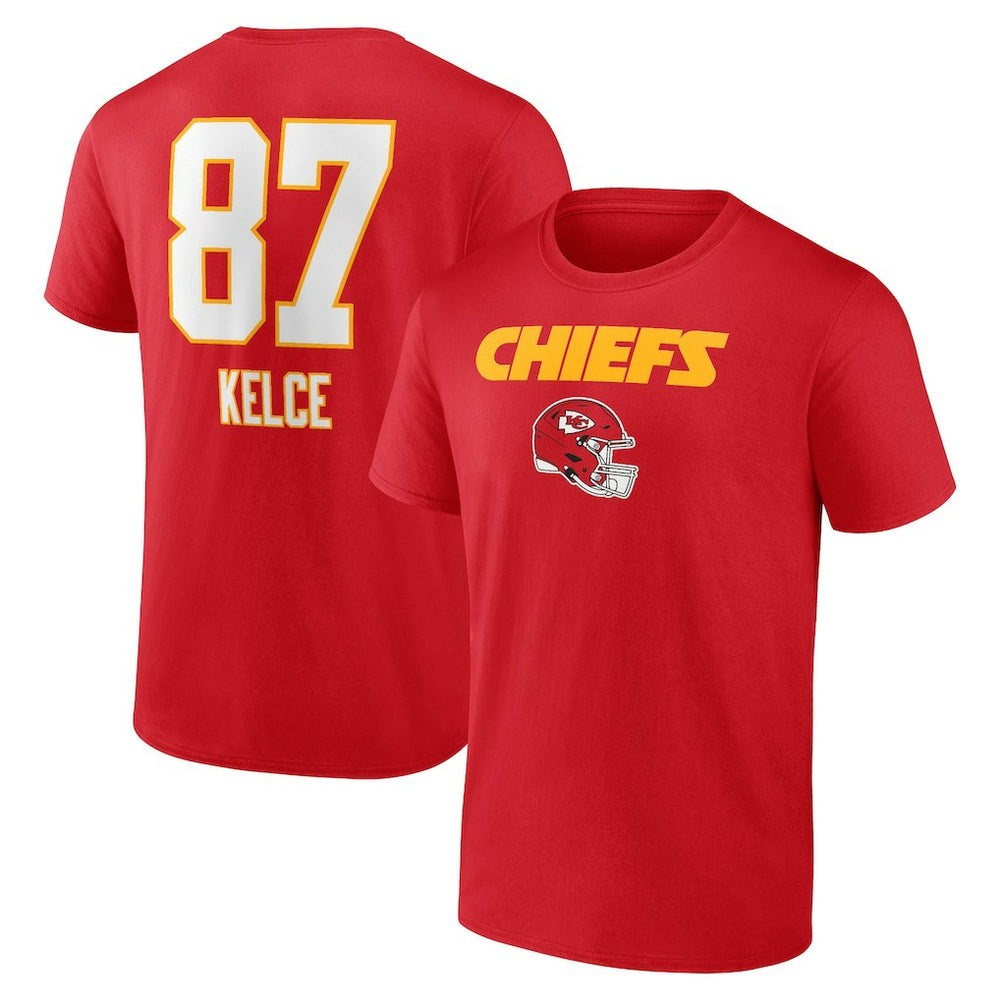 Travis Kelce Kansas City Chiefs Team Wordmark Player Name & Number T-Shirt Red