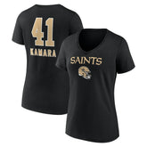 Alvin Kamara New Orleans Saints Women's Team Wordmark Player Name & Number V-Neck T-Shirt Black