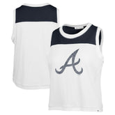 Atlanta Braves '47 Women's Plus Size Waist Length Muscle Tank Top - White/Navy - 47 brand Sale