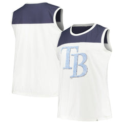 Tampa Bay Rays '47 Women's Plus Size Waist Length Muscle Tank Top - White/Navy - 47 brand Sale