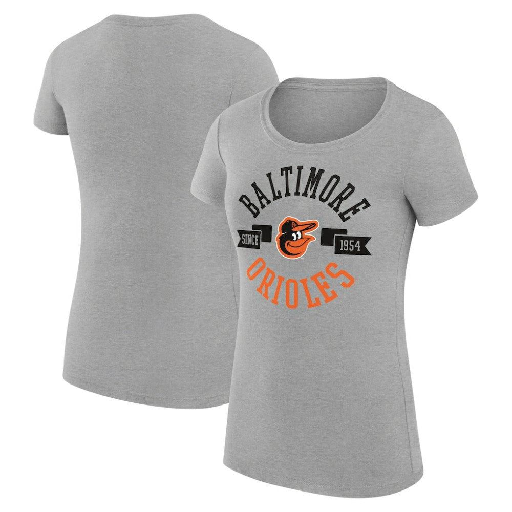 Baltimore Orioles G-III 4Her by Carl Banks Women's Super-Slim Fit Lightweight City Graphic T-Shirt - Heather Gray - MLB Lifestyle