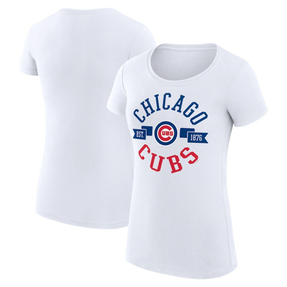 Chicago Cubs G-III 4Her by Carl Banks Women's Super-Slim Fit Lightweight City Graphic T-Shirt - White - MLB Lifestyle
