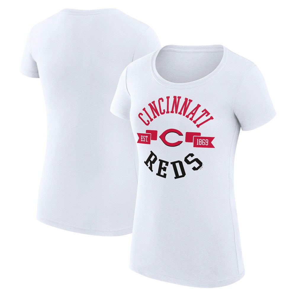 Cincinnati Reds G-III 4Her by Carl Banks Women's Super-Slim Fit Lightweight City Graphic T-Shirt - White - MLB Lifestyle
