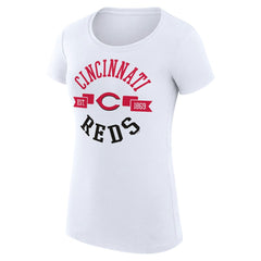 Cincinnati Reds G-III 4Her by Carl Banks Women's Super-Slim Fit Lightweight City Graphic T-Shirt - White - MLB Lifestyle