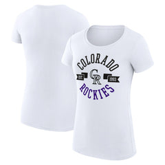 Colorado Rockies G-III 4Her by Carl Banks Women's Super-Slim Fit Lightweight City Graphic T-Shirt - White - MLB Discount