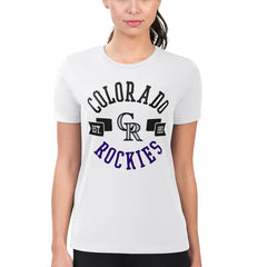 Colorado Rockies G-III 4Her by Carl Banks Women's Super-Slim Fit Lightweight City Graphic T-Shirt - White - MLB Discount