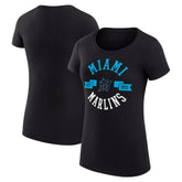 Miami Marlins G-III 4Her by Carl Banks Women's Super-Slim Fit Lightweight City Graphic T-Shirt - Black - MLB on Sale