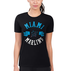 Miami Marlins G-III 4Her by Carl Banks Women's Super-Slim Fit Lightweight City Graphic T-Shirt - Black - MLB on Sale