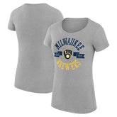 Milwaukee Brewers G-III 4Her by Carl Banks Women's Super-Slim Fit Lightweight City Graphic T-Shirt - Heather Gray - MLB Discount