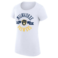 Milwaukee Brewers G-III 4Her by Carl Banks Women's Super-Slim Fit Lightweight City Graphic T-Shirt - White - MLB Online