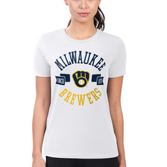 Milwaukee Brewers G-III 4Her by Carl Banks Women's Super-Slim Fit Lightweight City Graphic T-Shirt - White - MLB Online