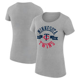 Minnesota Twins G-III 4Her by Carl Banks Women's Super-Slim Fit Lightweight City Graphic T-Shirt - Heather Gray - MLB Sale