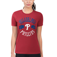 Philadelphia Phillies G-III 4Her by Carl Banks Women's Super-Slim Fit Lightweight City Graphic T-Shirt - Red - MLB Sale